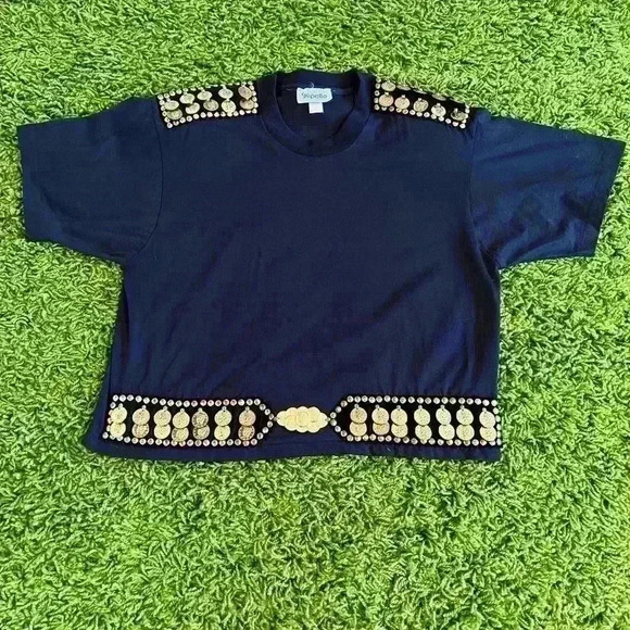 Vintage Tops - Vintage Coin Embellished Shirt